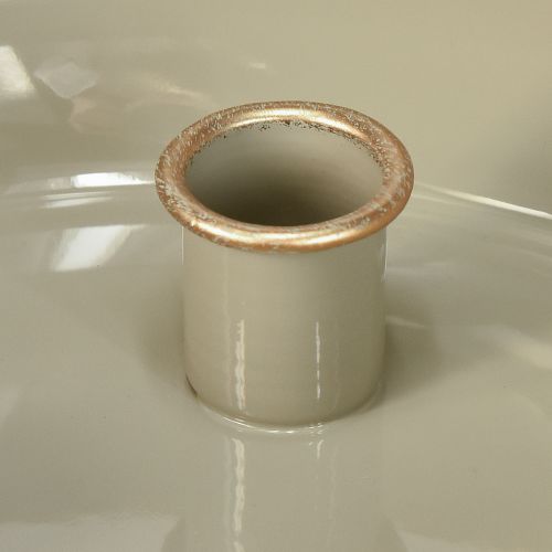 Floristik24 Stabkerzenhalter 4 Kerzen Schale Metall Grau Gold 22,5cm