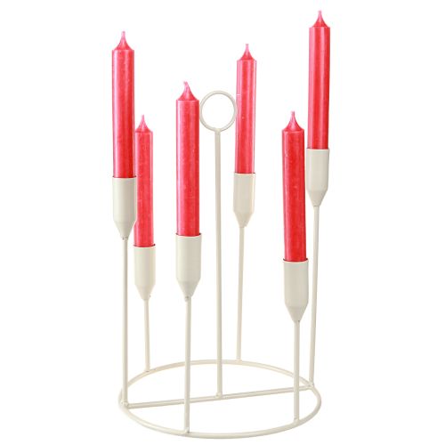 Floristik24 Stabkerzenhalter 6 Kerzen Kerzenhalter Grau Ø20cm H31cm