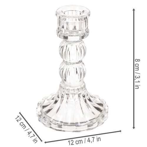Glas-Kerzenhalter 12 cm transparent klassisches Design 2er-Set | Floristik24.ch
