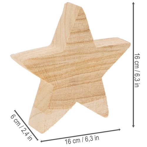 Holzstern Kerzenständer für Stabkerzen, 16 cm, Natur und Schwarz | Floristik24.ch