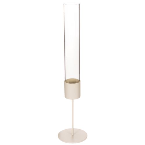 Stabkerzenhalter mit Glaszylinder 45 cm aus Metall in Taupe online kaufen | Floristik24.ch