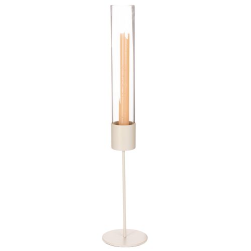 Kerzenhalter Glaszylinder Metallfuss 50 cm Taupe | Floristik24.ch