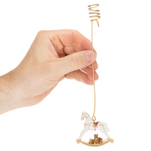 Weihnachtsbaum-Kerzenhalter Schaukelpferd aus Metall und Kunststoff 20 cm Gold 3er-Set | Floristik24.ch