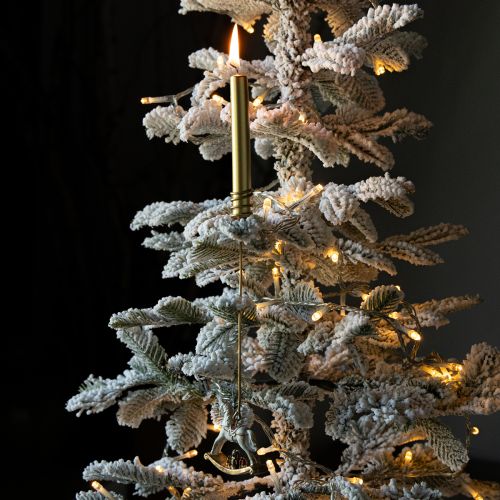 Weihnachtsbaum-Kerzenhalter Schaukelpferd aus Metall und Kunststoff 20 cm Gold 3er-Set | Floristik24.ch