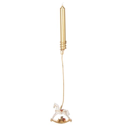 Weihnachtsbaum-Kerzenhalter Schaukelpferd aus Metall und Kunststoff 20 cm Gold 3er-Set | Floristik24.ch