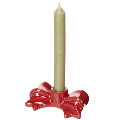 Kerzenhalter aus roter Keramik in Schleifenform 11 cm für Stabkerzen 2 Stück | Floristik24.ch
