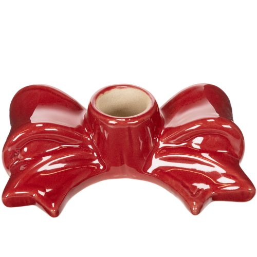 Kerzenhalter aus roter Keramik in Schleifenform 11 cm für Stabkerzen 2 Stück | Floristik24.ch