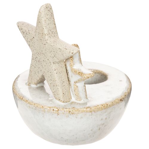 Kerzenhalter Sterne aus Keramik weiss naturgrau 11 cm 2er-Set | Floristik24.ch