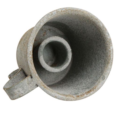 Artikel Stabkerzenhalter Vintage Tasse Metall Grau Ø7cm H6cm 2St