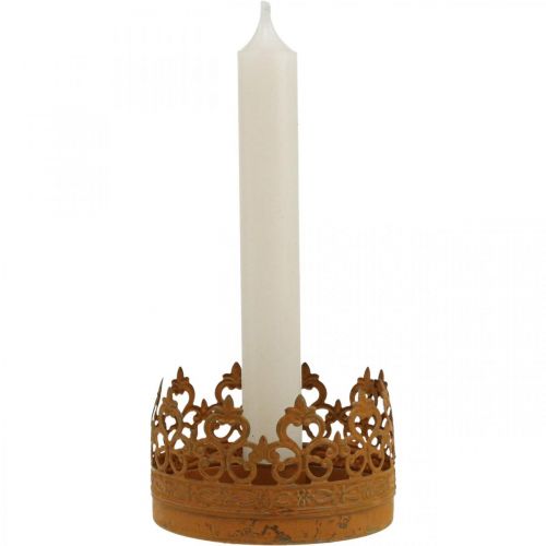 Floristik24 Stabkerzenhalter Metall, Kerzenhalter Krone Rost Ø8,5cm 4St