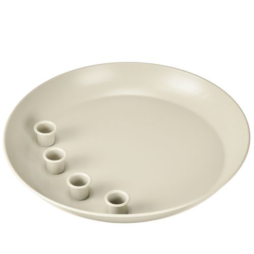 Stabkerzenhalter für 4 Kerzen Kerzenschale Grau Metall Ø30cm