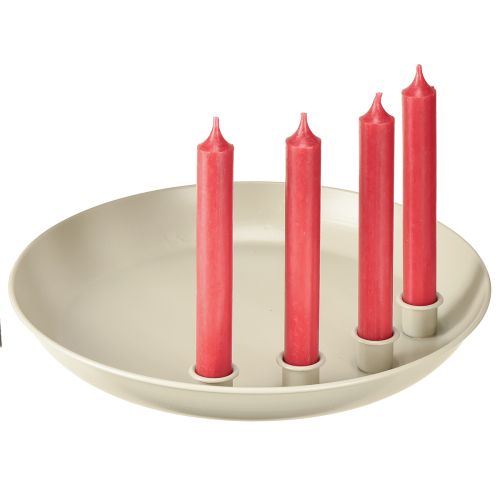 Floristik24 Stabkerzenhalter für 4 Kerzen Kerzenschale Grau Metall Ø30cm