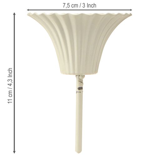 Floristik24 Stabkerzenhalter mit Stiel Grau Metall Ø7,5cm H10,5cm 2St