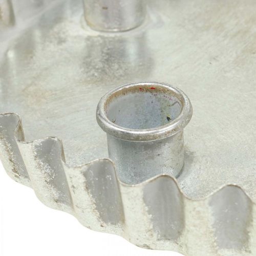 Floristik24 Stabkerzenhalter Teller Kerzenhalter Silbern 4-flammig Ø22cm