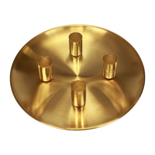 Floristik24 Stabkerzenhalter Gold Ø2,5cm Kerzenteller Metall Ø23cm