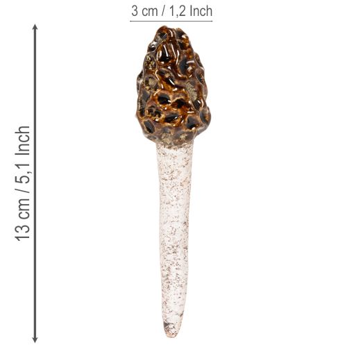 Künstlicher Morchel-Pilz aus Keramik im 2er-Set, 13 cm, Braun | Floristik24.ch
