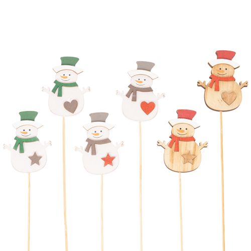 Holzstecker Schneemann 31 cm 12er-Set für Weihnachtsdekoration