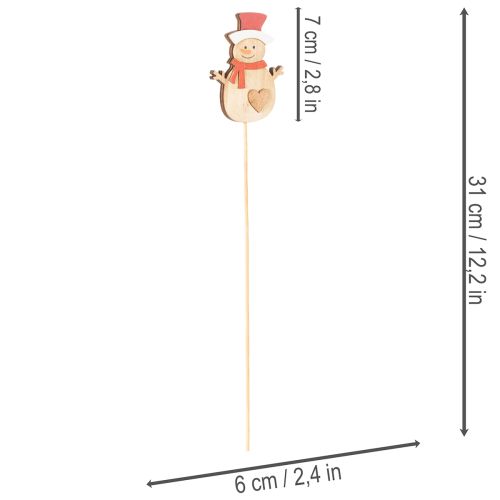 Holzstecker Schneemann 31 cm 12er-Set für Weihnachtsdekoration | Floristik24.ch