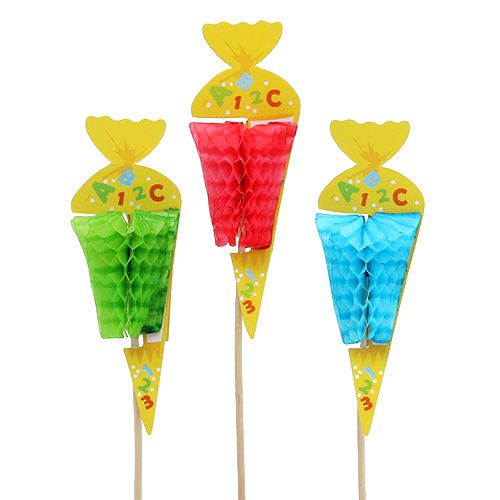 Floristik24 Stecker Schultüte 8,5cm L18cm bunt 6St