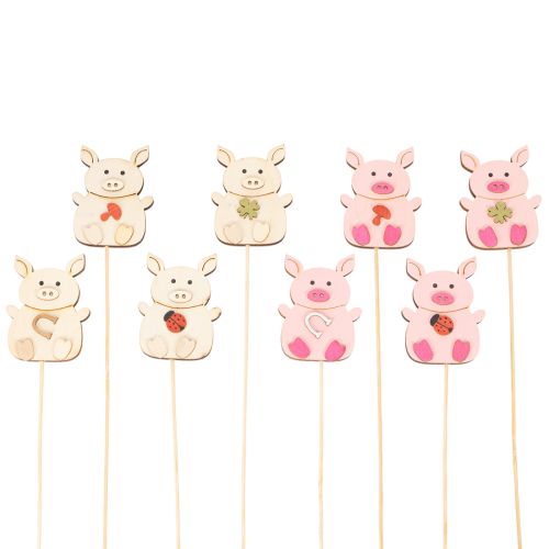 Dekostecker Schweinchen Holz bunt 31cm 16 Stück für Blumendekoration online kaufen | Floristik24.ch