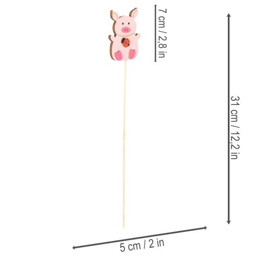 Dekostecker Schweinchen Holz bunt 31cm 16 Stück für Blumendekoration | Floristik24.ch