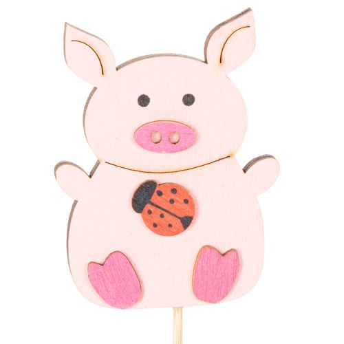 Dekostecker Schweinchen Holz bunt 31cm 16 Stück für Blumendekoration | Floristik24.ch