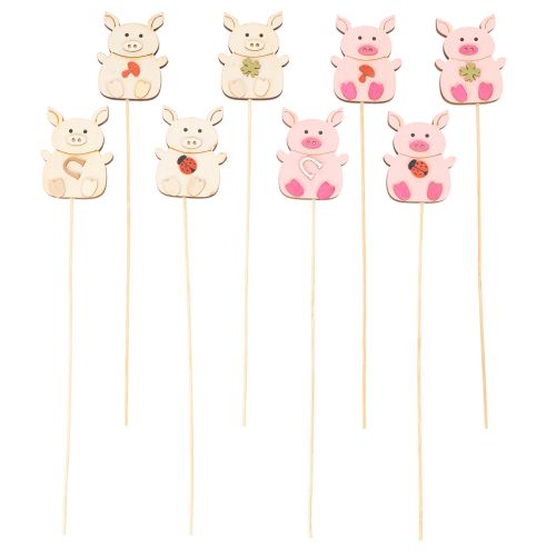 Dekostecker Schweinchen Holz bunt 31cm 16 Stück für Blumendekoration | Floristik24.ch