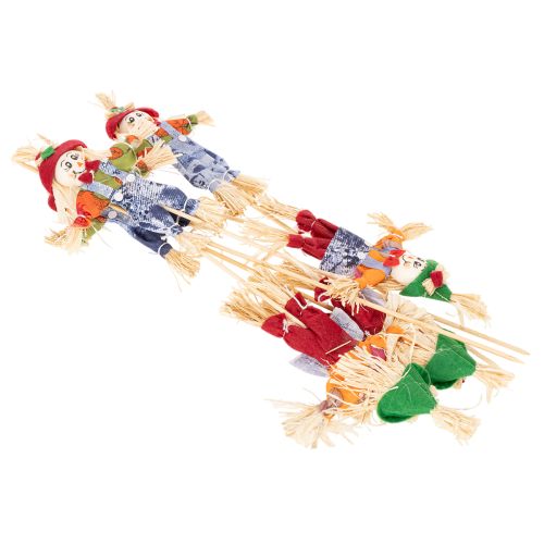 Blumenstecker Vogelscheuche aus Holz und Stoff 37cm 6er-Set für Herbstdekoration | Floristik24.ch