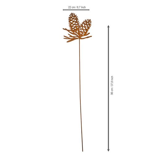 Zapfenstecker aus Metall mit Tannenzapfen-Motiv 96 cm Rostoptik | Floristik24.ch