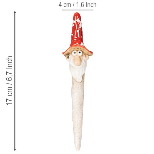 Keramik-Gartenstecker Zwerge mit rotem Pilzhut 17cm 2 Stück | Floristik24.ch