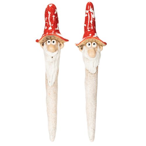 Keramik-Gartenstecker Zwerge mit rotem Pilzhut 17cm 2 Stück | Floristik24.ch