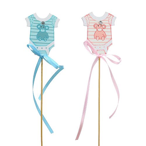 Floristik24 Stecker zur Geburt 5,5cm L25,5cm Blau, Rosa 24 St