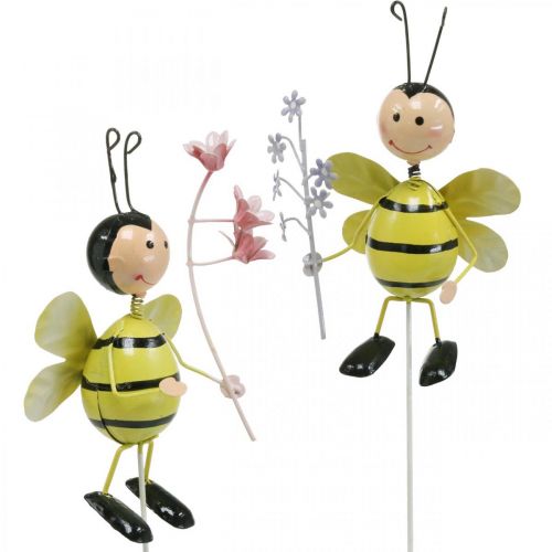 Floristik24 Blumenstecker Biene mit Blume, Metall Deko Frühling Sommer 4St