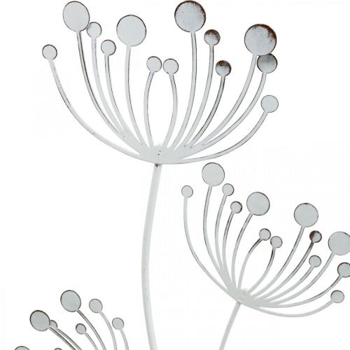 Floristik24 Frühlingsdeko, Dekostecker Blume Shabby Chic Weiß, Silbern L87cm B18cm