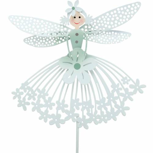 Dekostecker Blütenfee, Metalldeko, Elfe am Stab, Blumenstecker, Frühlingsdeko