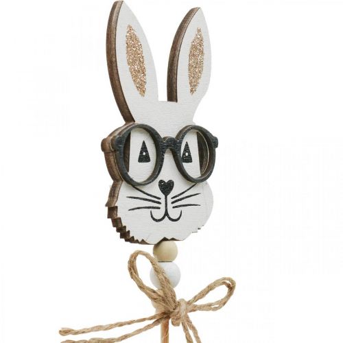 Artikel Blumenstecker Hase mit Brille Holz Glitter 4×7,5cm 12St