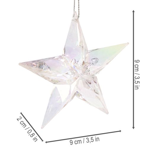 Dekoanhänger Stern Acryl irisierend klar 9 cm 6er-Set für Weihnachtsbaum | Floristik24.ch