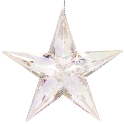 Dekoanhänger Stern Acryl irisierend klar 9 cm 6er-Set für Weihnachtsbaum | Floristik24.ch