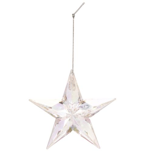 Dekoanhänger Stern Acryl irisierend klar 9 cm 6er-Set für Weihnachtsbaum | Floristik24.ch