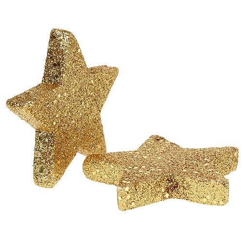 Floristik24 Sterne Gold 6,5cm mit Glimmer 36St