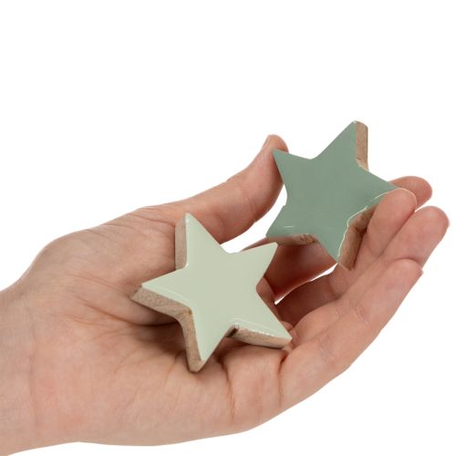 Holzstern Deko 5 cm Mint und Weiss 9er-Set | Floristik24.ch