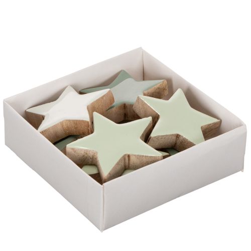 Holzstern Deko 5 cm Mint und Weiss 9er-Set | Floristik24.ch