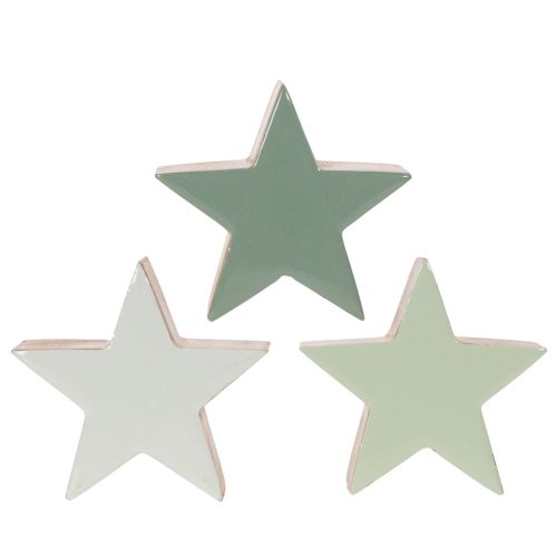Deko Holzsterne 10cm Mintgrün und Weiss 3er-Set | Floristik24.ch