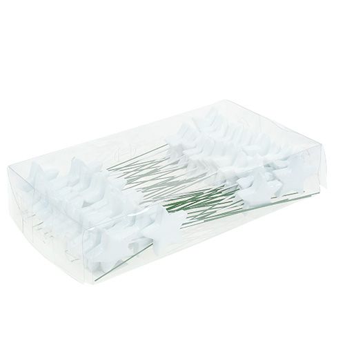 Floristik24 Stern am Draht 5cm Weiß 48 St