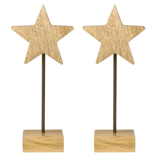 Floristik24 Stern aus Holz Natur Holzsterne zum Hinstellen H23cm 2 St
