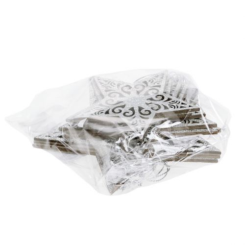 Floristik24 Stern Silber zum Hängen 8cm - 12cm 9St