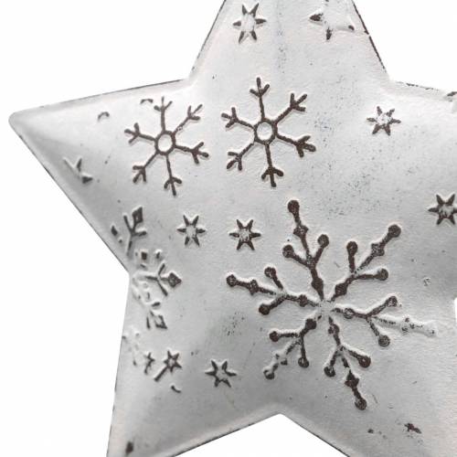 Floristik24 Deko-Hänger Stern und Christbaumkugel mit Schneeflocken Metall Weiß Ø9,5/7,6cm H10/9,2cm 4St