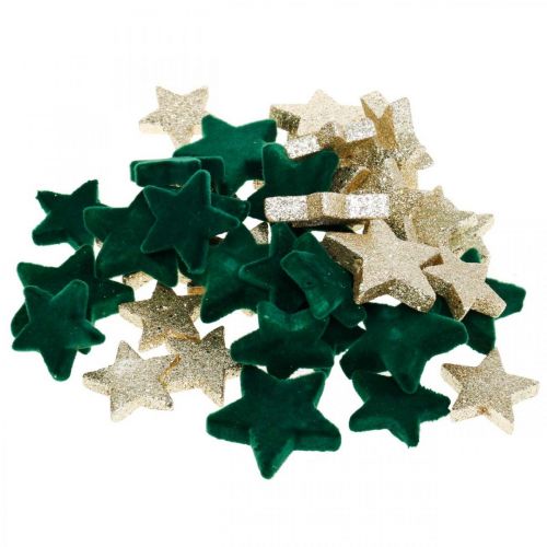 Floristik24 Stern Streudeko Mix Grün und Gold Weihnachten 4cm/5cm 40 St