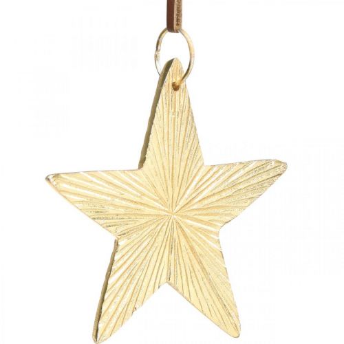 Floristik24 Sterne zum Hängen, Metalldeko, Christbaumschmuck Golden 9,5×9,5cm 3St