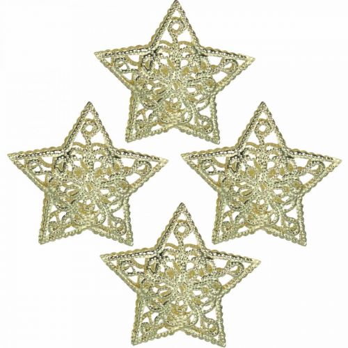 Streudeko-Sterne, Lichterketten-Aufsatz, Weihnachten, Metalldeko Golden Ø6cm 20St